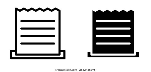 Paper receipt liner icon vector set.
