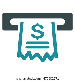 Paper Receipt Machine icon. Vector style is bicolor flat iconic symbol with rounded angles, soft blue colors, white background.