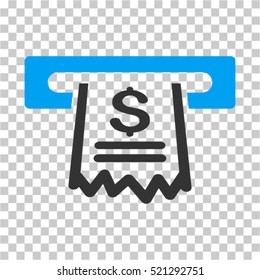 Paper Receipt Machine icon. Vector pictogram style is a flat symbol, color, chess transparent background. Designed for software and web interface toolbars and menus.