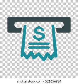 Paper Receipt Machine icon. Vector pictogram style is a flat symbol, color, chess transparent background. Designed for software and web interface toolbars and menus.