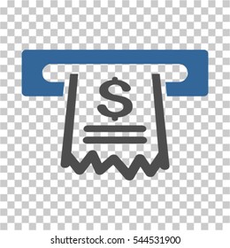Paper Receipt Machine icon. Vector pictogram style is a flat symbol, color, chess transparent background. Designed for software and web interface toolbars and menus.