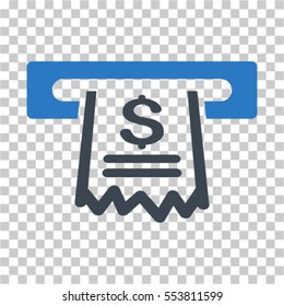 Paper Receipt Machine icon. Vector pictograph style is a flat symbol, color, chess transparent background. Designed for software and web interface toolbars and menus.