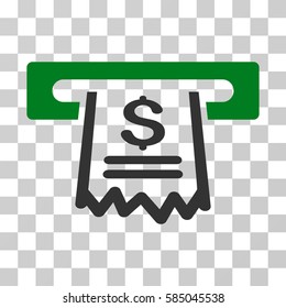 Paper Receipt Machine icon. Vector illustration style is flat iconic bicolor symbol, green and gray colors, transparent background. Designed for web and software interfaces.