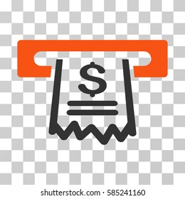 Paper Receipt Machine icon. Vector illustration style is flat iconic bicolor symbol, orange and gray colors, transparent background. Designed for web and software interfaces.