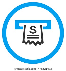 Paper Receipt Machine rounded icon. Vector illustration style is flat iconic bicolor symbol, blue and gray colors, white background.