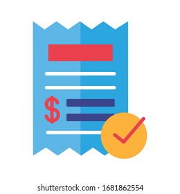 paper receipt Payment online flat style vector illustration design