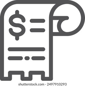 Paper receipt roll line icon. Payment bill symbol