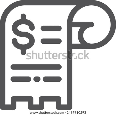 Paper receipt roll line icon. Payment bill symbol