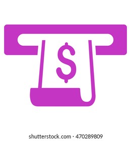 Paper Receipt Slot icon. Vector style is flat iconic symbol with rounded angles, violet color, white background.