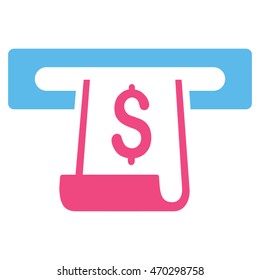 Paper Receipt Slot icon. Vector style is bicolor flat iconic symbol with rounded angles, pink and blue colors, white background.
