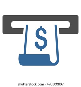 Paper Receipt Slot icon. Vector style is bicolor flat iconic symbol with rounded angles, cobalt and gray colors, white background.