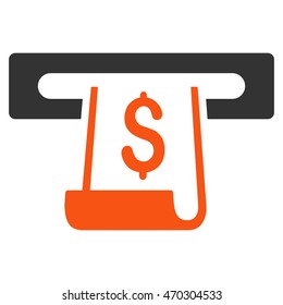 Paper Receipt Slot icon. Vector style is bicolor flat iconic symbol with rounded angles, orange and gray colors, white background.