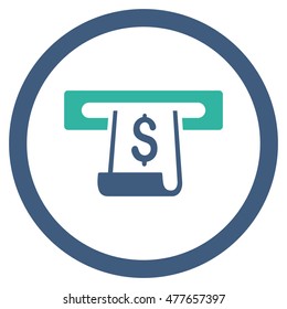 Paper Receipt Slot rounded icon. Vector illustration style is flat iconic bicolor symbol, cobalt and cyan colors, white background.