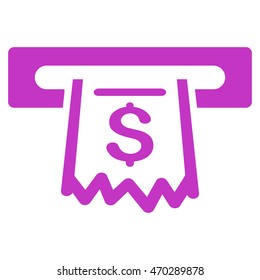 Paper Receipt Terminal icon. Vector style is flat iconic symbol with rounded angles, violet color, white background.