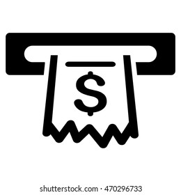 Paper Receipt Terminal icon. Vector style is flat iconic symbol with rounded angles, black color, white background.