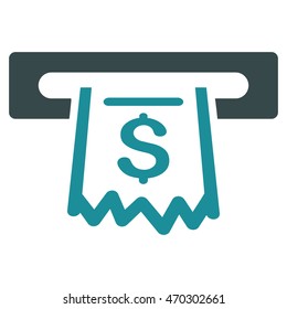 Paper Receipt Terminal icon. Vector style is bicolor flat iconic symbol with rounded angles, soft blue colors, white background.