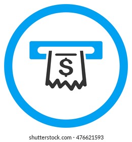 Paper Receipt Terminal rounded icon. Vector illustration style is flat iconic bicolor symbol, blue and gray colors, white background.