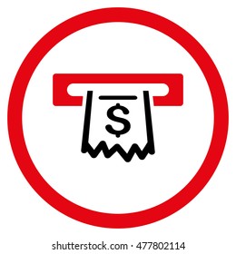 Paper Receipt Terminal rounded icon. Vector illustration style is flat iconic bicolor symbol, intensive red and black colors, white background.