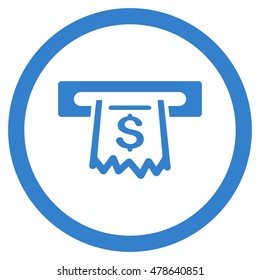 Paper Receipt Terminal rounded icon. Vector illustration style is flat iconic symbol, cobalt color, white background.