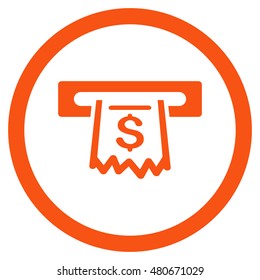 Paper Receipt Terminal rounded icon. Vector illustration style is flat iconic symbol, orange color, white background.