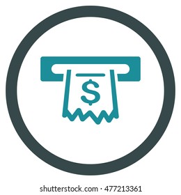 Paper Receipt Terminal vector bicolor rounded icon. Image style is a flat icon symbol inside a circle, soft blue colors, white background.