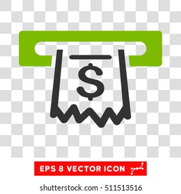 Paper Receipt Terminal vector icon. Image style is a flat eco green and gray iconic symbol.