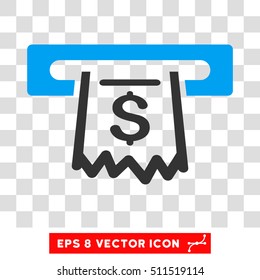Paper Receipt Terminal vector icon. Image style is a flat blue and gray pictogram symbol.