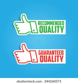 Paper Recommended and Guaranteed Vector Thumbs Up Labels