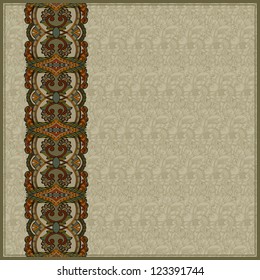 Paper records. Ornamental ribbon on pattern background