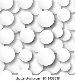 Paper rectangle banner on abstract circle background with drop shadows. Vector illustration