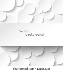 Paper rectangle banner on abstract circle background with drop shadows. Vector illustration