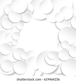 Paper rectangle banner on abstract circle background with drop shadows and free space. Vector illustration