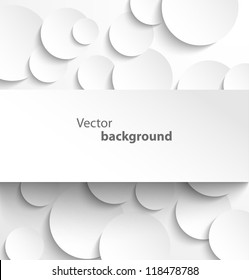 Paper rectangle banner on circle background with drop shadows. Vector illustration