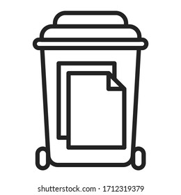 Paper recyclable black line icon. Waste recycling. Garbage sorting. Environmental protection. Outline pictogram for web page, mobile app, promo.