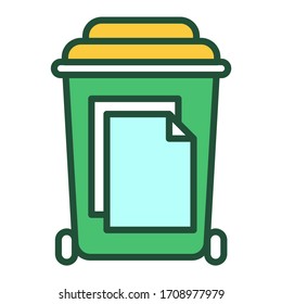 Paper recyclable color line icon. Waste recycling. Garbage sorting. Environmental protection. Outline pictogram for web page, mobile app, promo.