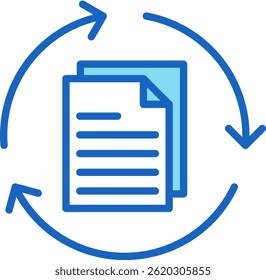 Icono de reciclaje de papel Ilustración vectorial azul