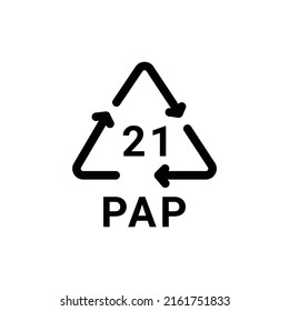 Paper recycling code PAP 21 line icon. Consumption code. Editable stroke. svg