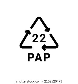 Paper recycling code PAP 22 line icon. Consumption code. Editable stroke.