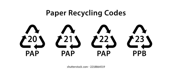 códigos de reciclado de papel, símbolos ecológicos vectores negros
