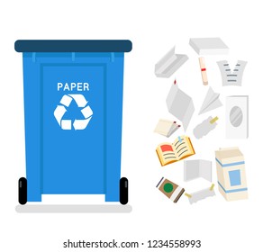 Paper recycling garbage can trash isolated design flat icon vector illustration