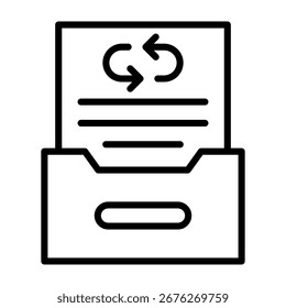 Ilustración vectorial de línea de icono de reciclaje de papel