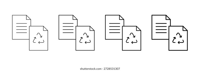 Conjunto de Vectores de reciclaje de papel en diferentes estilos de línea de trazo