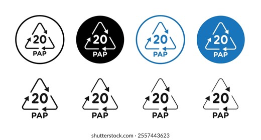 Paper recycling PEP 20 icon logo sign set vector outline