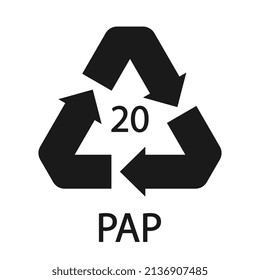 Paper recycling symbol PAP 20. Vector illustration