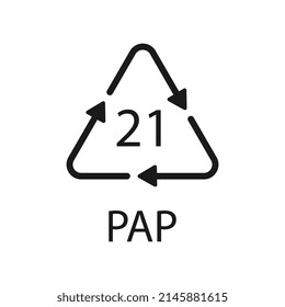Paper recycling symbol PAP 21 other mixed paper. Vector illustration