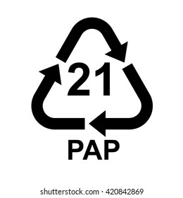 Paper recycling symbol PAP 21  . Vector illustration  svg