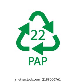 Paper recycling symbol PAP 22. Vector illustration.