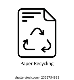 Paper Recycling Vector  outline Icon Design illustration. Nature and ecology Symbol on White background EPS 10 File