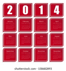 paper red 2014 calendar vector