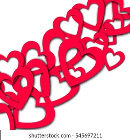Paper the red heart banner vith drop shadovs. Vector illyustration